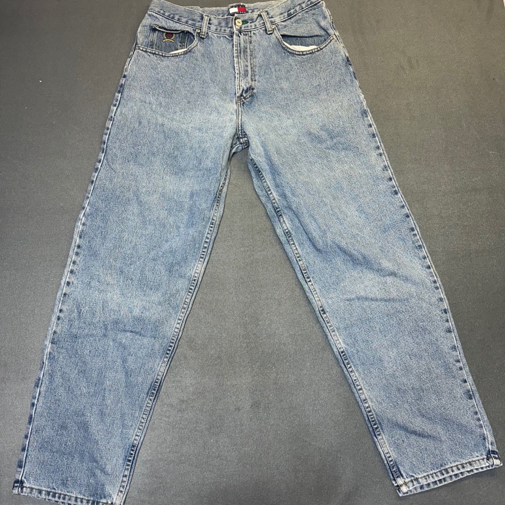 Tommy Hilfiger Jeans Mens 33x32 Light Wash Straight Leg Denim Vintage Relaxed